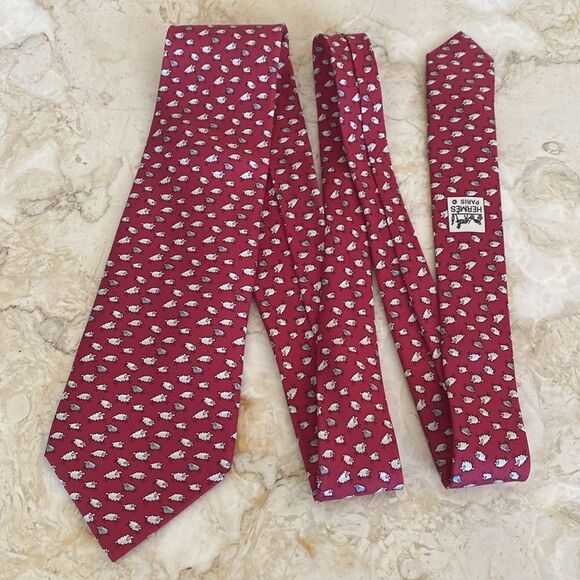 Hermes 100% Silk Tie “Sheep” - Picture 4 of 9